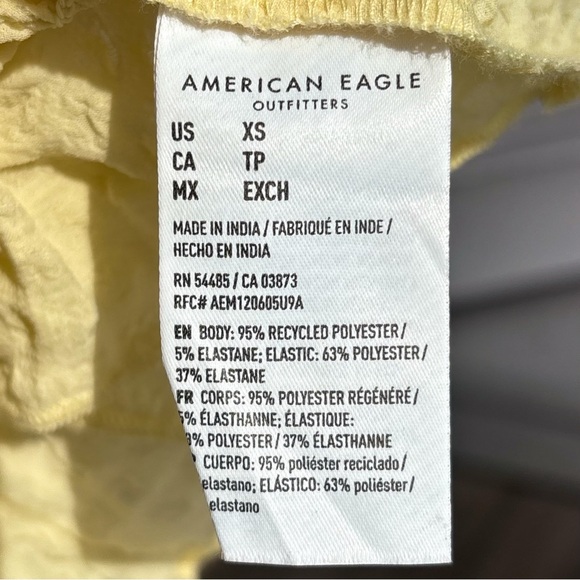 AE Tie-Front Smocked Tank NWT Size XS in Yellow American Eagle Sleeveless Top - Picture 5 of 8